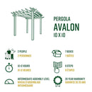 10x10 Avalon Louvered Pergola Pergola Vita