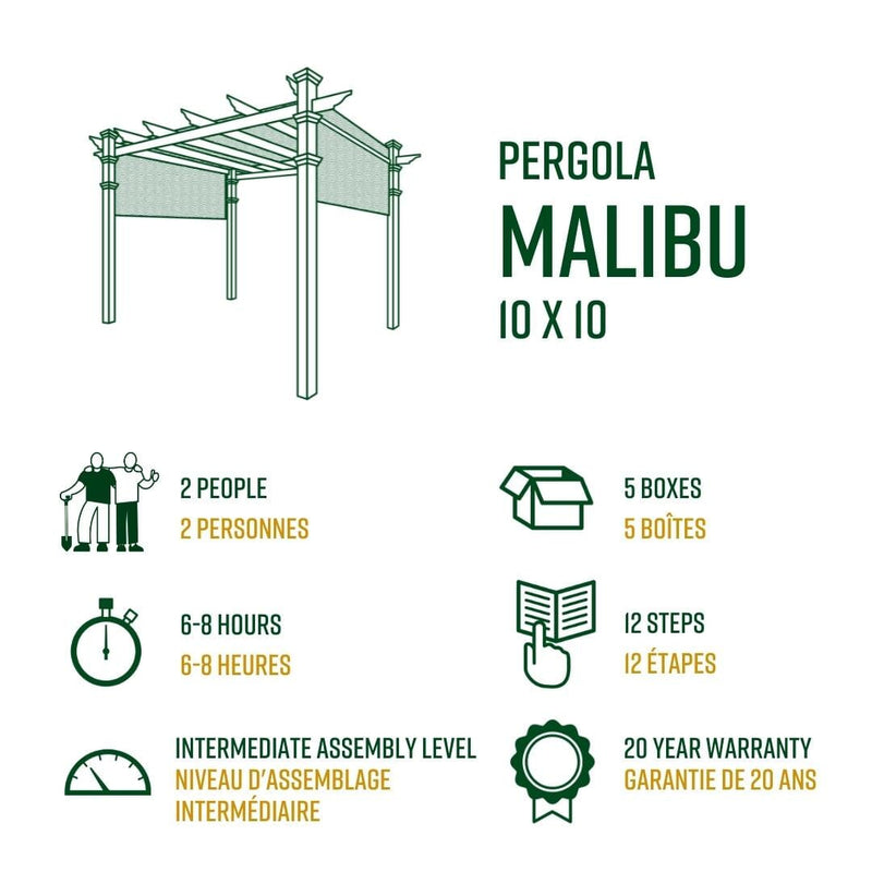 10x10 Malibu Canopy Pergola Pergola Vita 