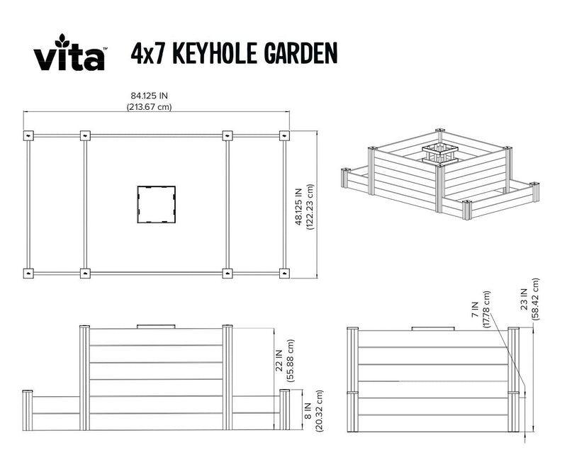 CLASSIC 4x7 Keyhole Composting Herb Garden Garden Vita 