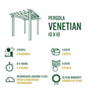 10x10 Deluxe Pergola with Tall Base Moldings and Canvas Weave Pergola Vita 