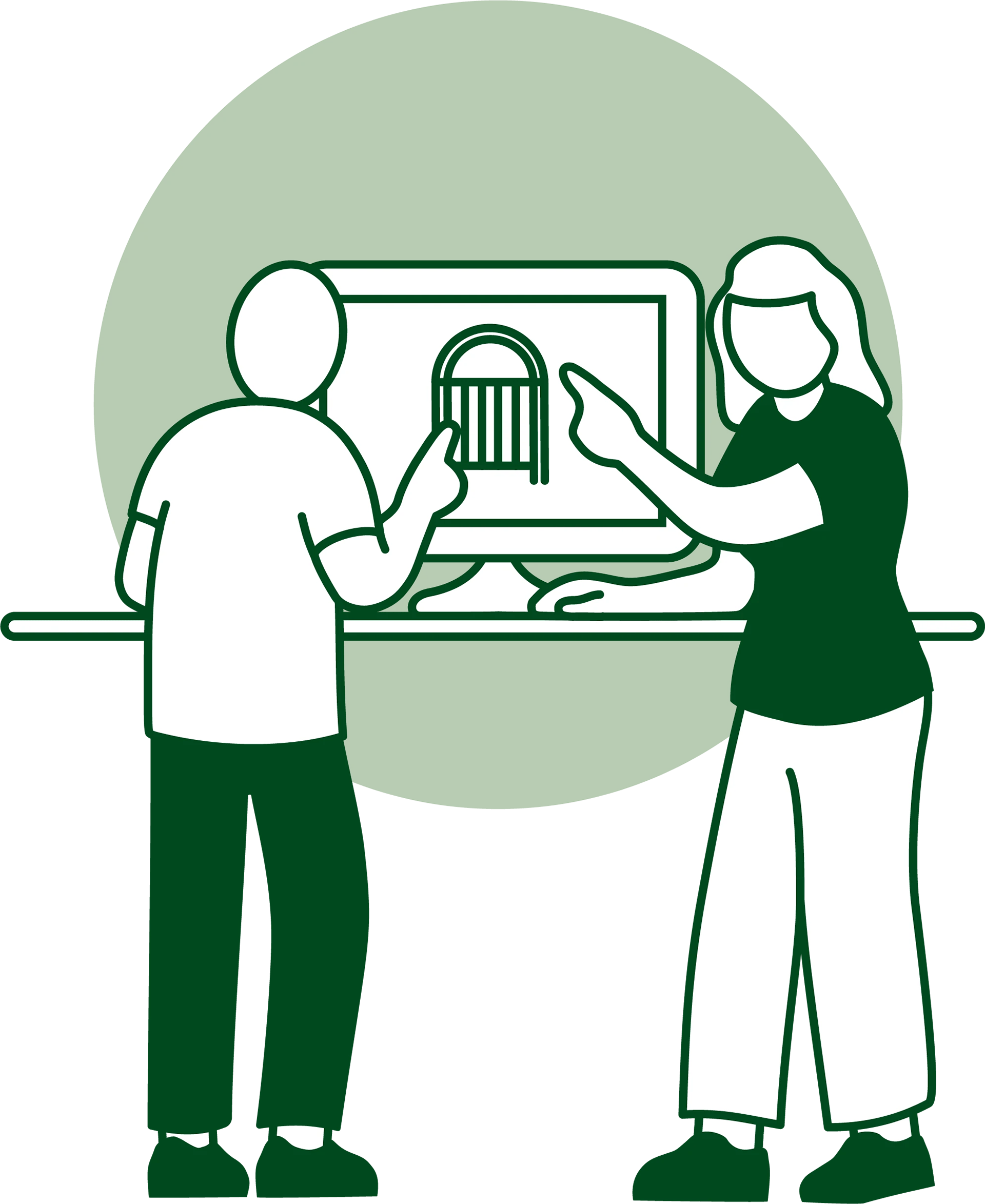 Support staff at a computer